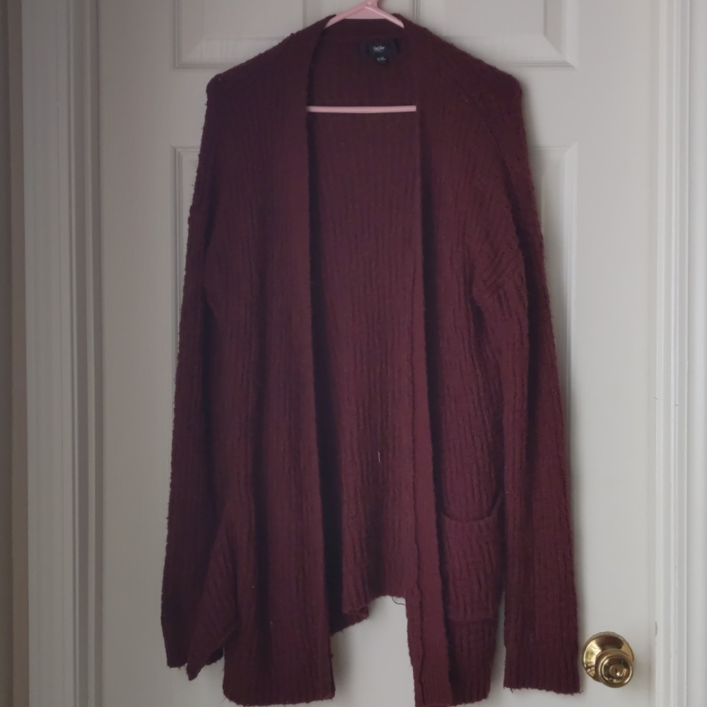 Long Burgundy Cardigan
